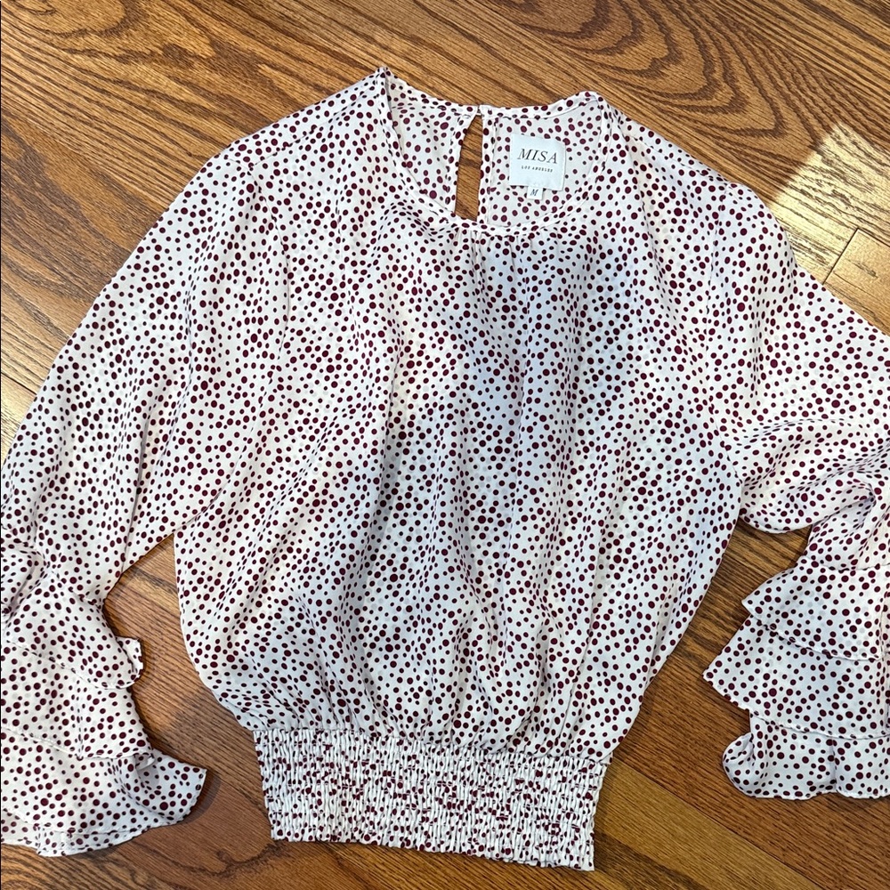 Polka Dot Blouse - Cream and Brown